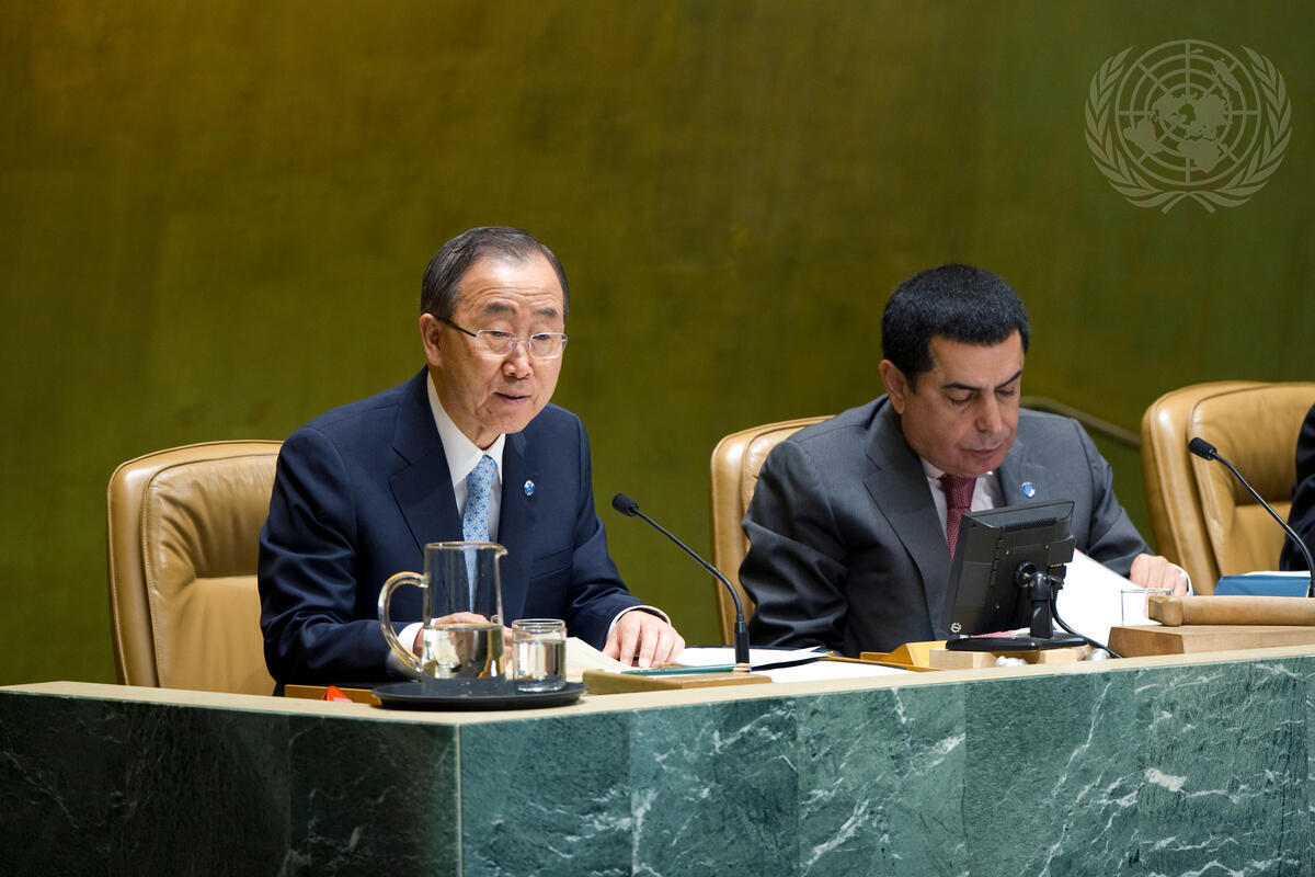 Secretary-General Ban Ki-moon addresses the General Assembly